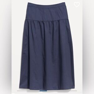 Navy Blue Stripe Drop-Waist Midi Length Skirts, 100% Cotton, Small, Old Navy